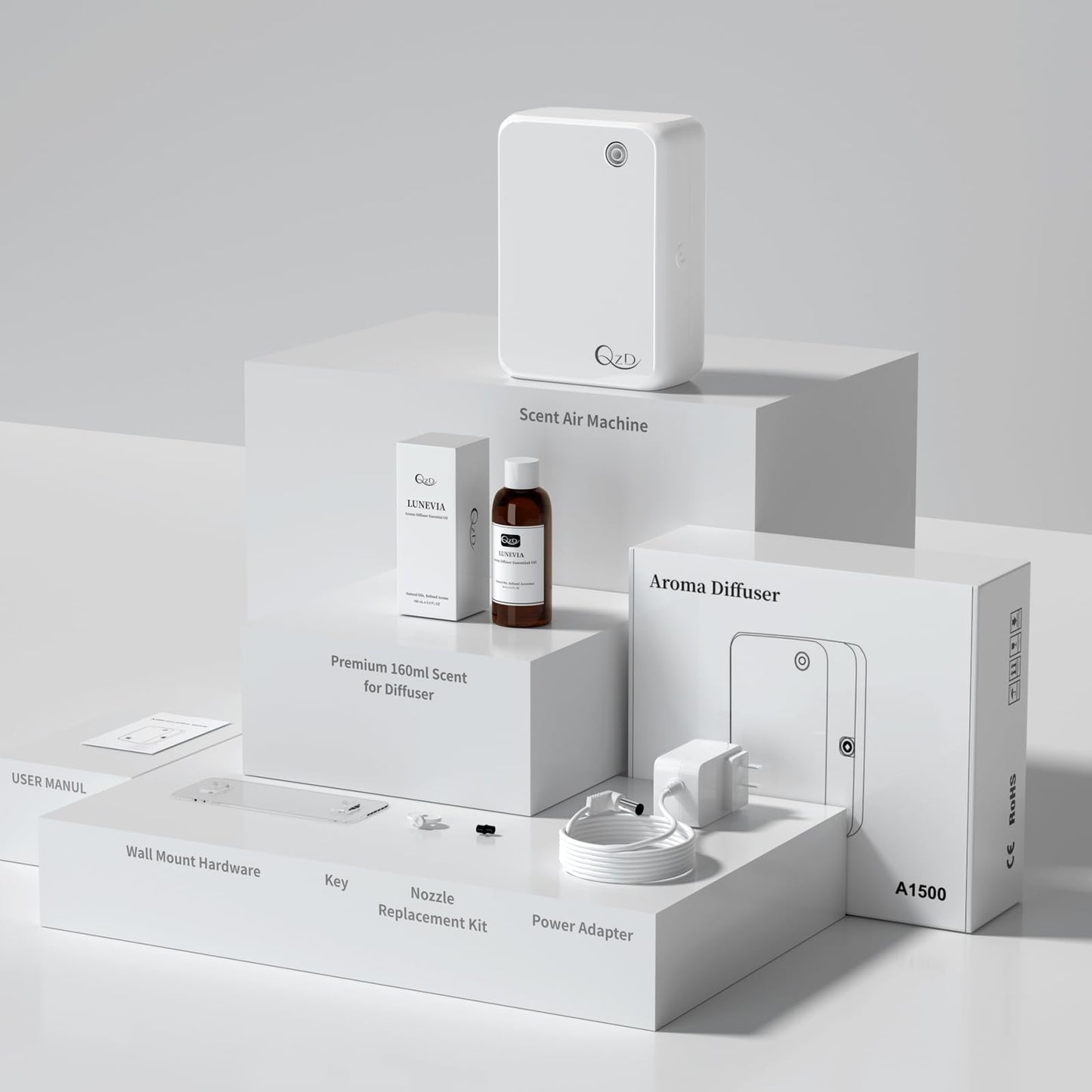 QZD Smart Scent Air Machine – 500ML Capacity, 2500 Sq Ft Coverage