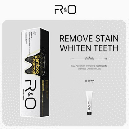 R&O Ageratum Whitening Toothpaste with Bamboo Charcoal 3.53 oz | Whitens Teeth, Reduces Plaque, Fresh Breath