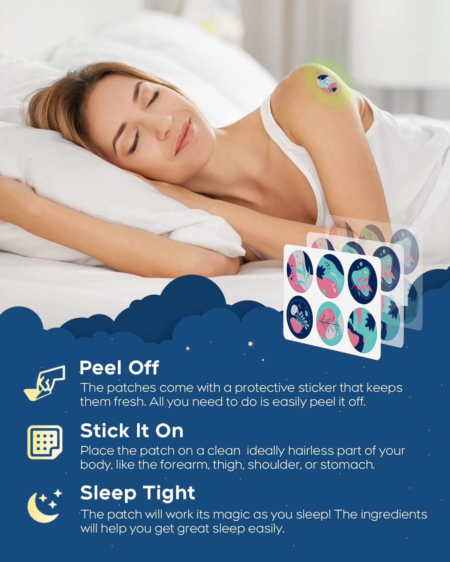 RAAYAM Sleep Patches – 30-Pack Deep Sleep Patches for Adults (Blue)