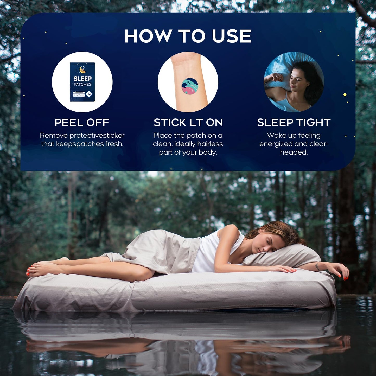 RAAYAM Sleep Patches for Adults - Easy Patch with Valerian & Melatonin (42 Blue Pack)