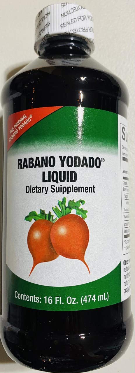 Rabano Yodado Liquid 16 Fl Oz – Bonus Size, Vitamin B12, B6 & Thiamin (1 Month Supply)