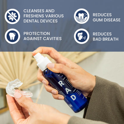RAD FRESH Natural Mouth Guard Cleaner – 3.4 oz No-Rinse Formula for Aligners & Dentures