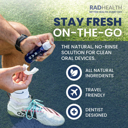 RAD FRESH Natural Mouth Guard Cleaner – 3.4 oz No-Rinse Formula for Aligners & Dentures