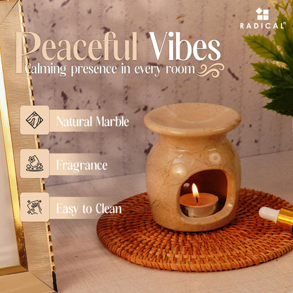 Radicaln Marble Oil Burner 4-Inch Verona – Candle Warmer & Aromatherapy Diffuser