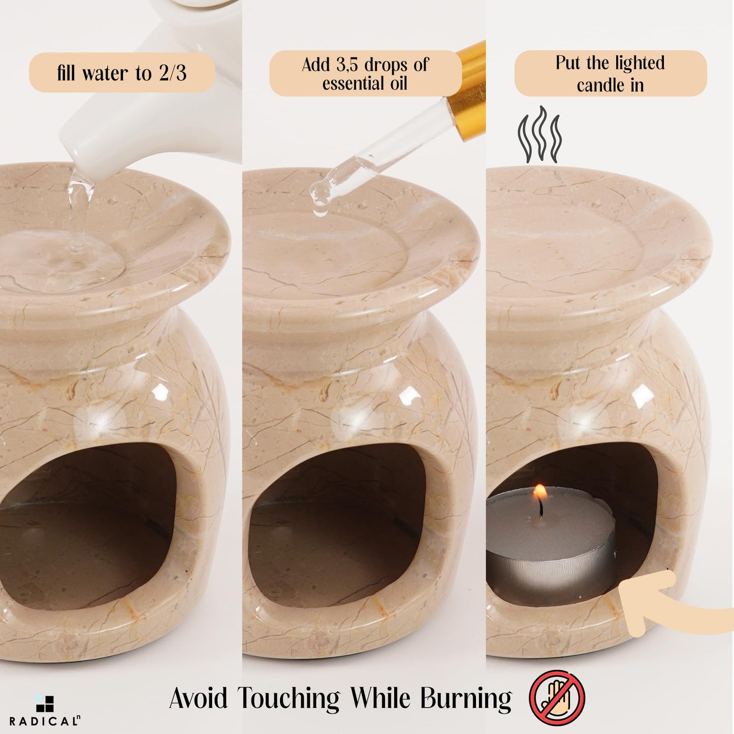 Radicaln Marble Oil Burner 4-Inch Verona – Candle Warmer & Aromatherapy Diffuser