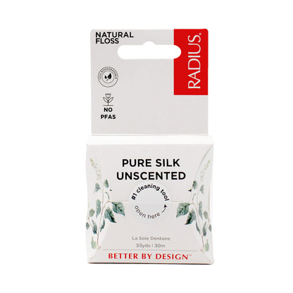 RADIUS Dental Floss – Natural Silk, Unscented, 33 Yards (Pack of 6)