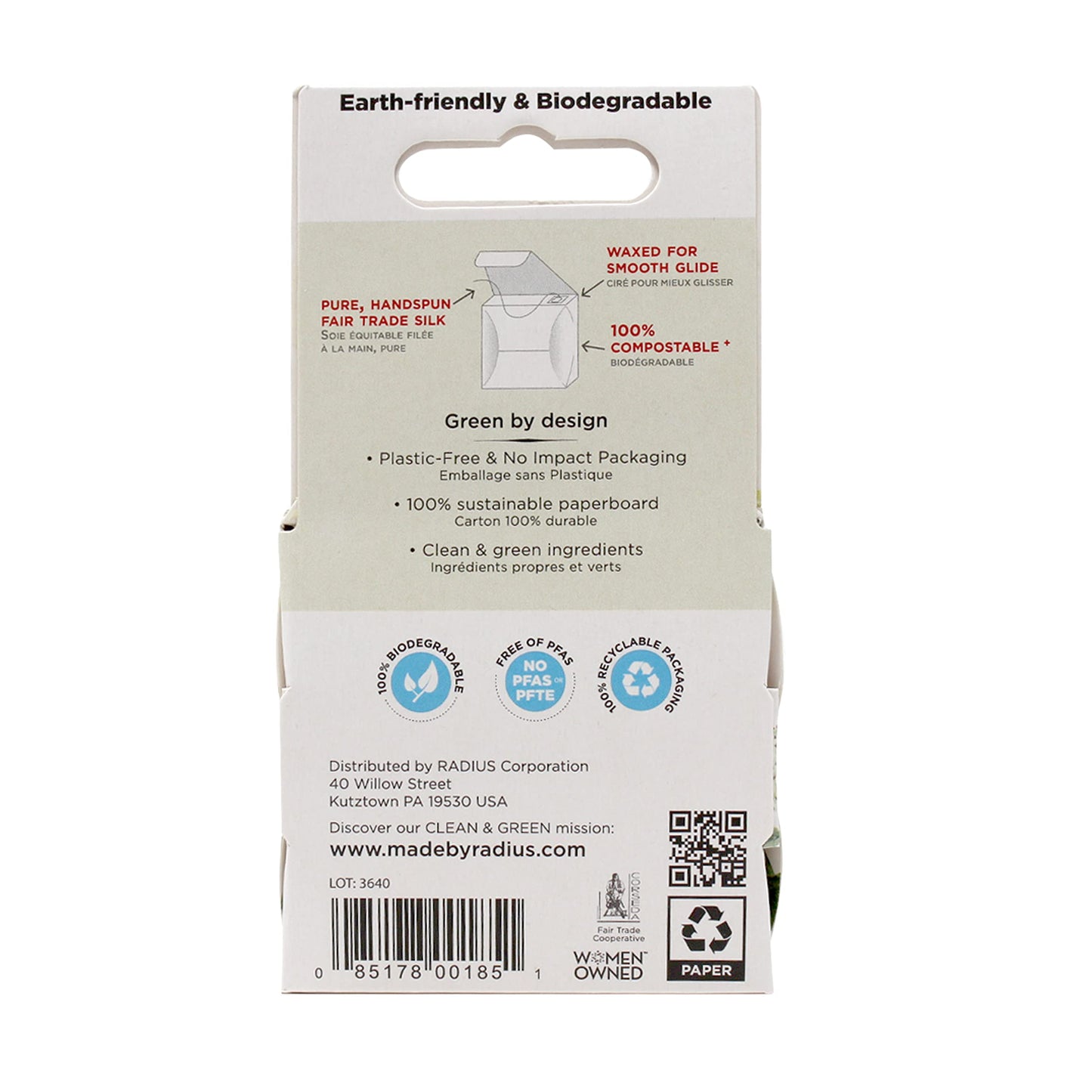 RADIUS Dental Floss – Natural Silk, Unscented, 33 Yards (Pack of 6)