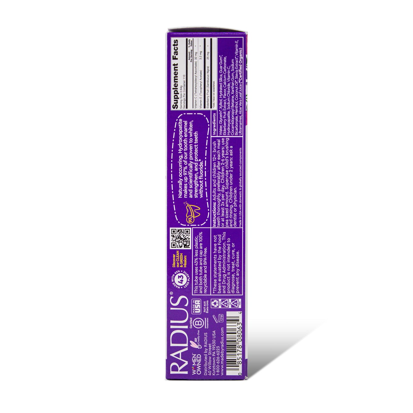 RADIUS Kids Immunity Toothpaste 3-Pack | Super Duper Bubble Berry Mint 2.5 oz