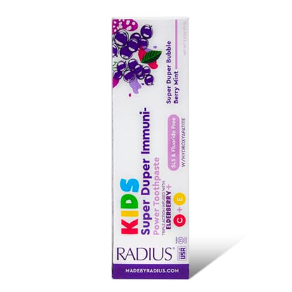 RADIUS Kids Immunity Toothpaste 3-Pack | Super Duper Bubble Berry Mint 2.5 oz