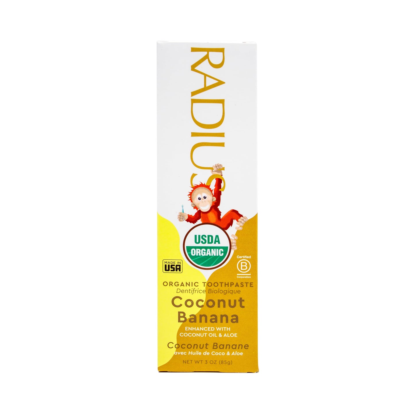 Radius USDA Kids Organic Toothpaste - Coconut Banana 3 oz (Pack of 1)