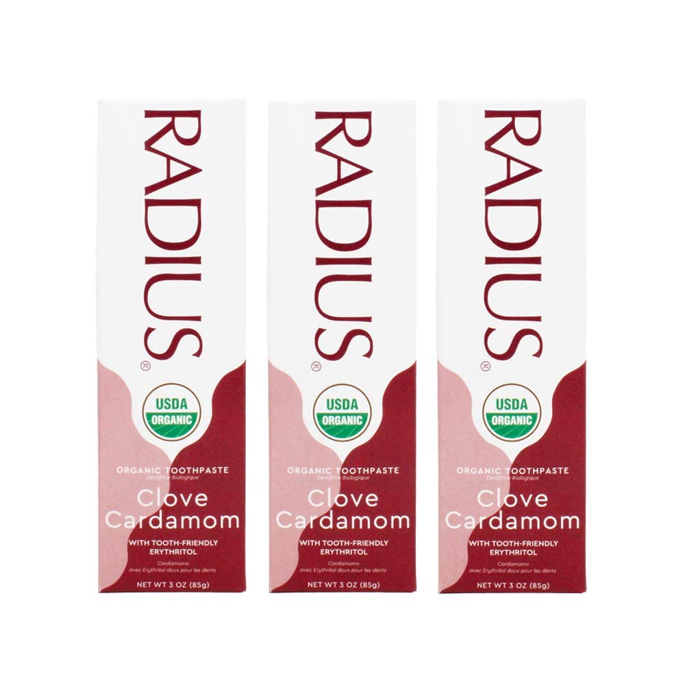 RADIUS Toothpaste Clove Cardamom – 3 oz, USDA Organic, Non-Toxic, Gluten-Free | Pack of 3