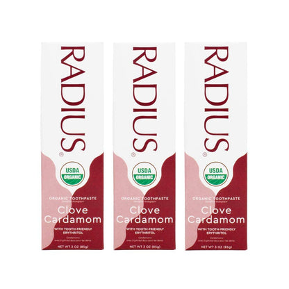 RADIUS Toothpaste Clove Cardamom – 3 oz, USDA Organic, Non-Toxic, Gluten-Free | Pack of 3
