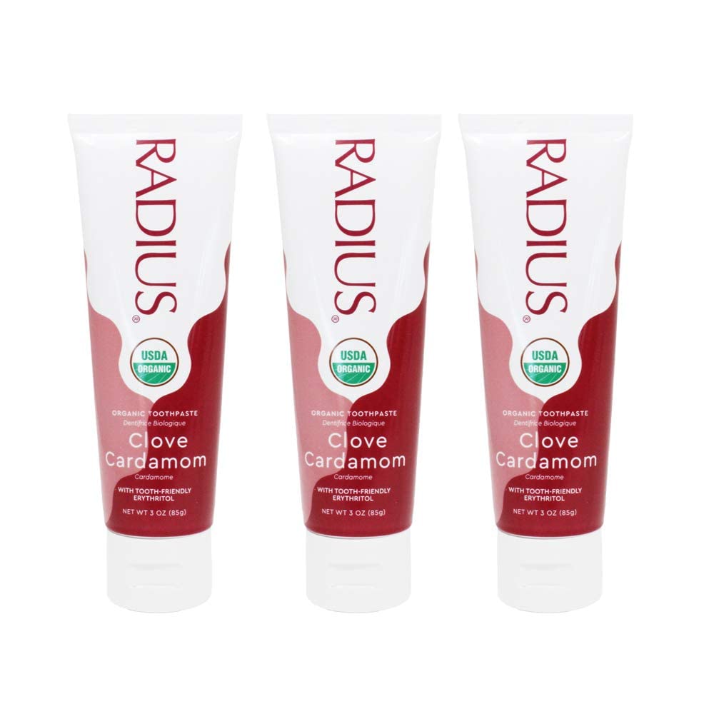 RADIUS Toothpaste Clove Cardamom – 3 oz, USDA Organic, Non-Toxic, Gluten-Free | Pack of 3