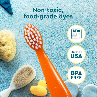 RADIUS Totz Toothbrush - Extra Soft Toddler Toothbrushes (18 Months+), BPA Free & ADA Accepted - Pack of 3
