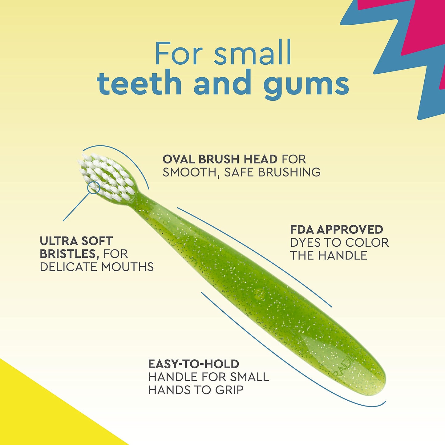 RADIUS Totz Toothbrush - Extra Soft Toddler Toothbrushes (18 Months+), BPA Free & ADA Accepted - Pack of 3
