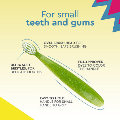 RADIUS Totz Toothbrush - Extra Soft Toddler Toothbrushes (18 Months+), BPA Free & ADA Accepted - Pack of 3