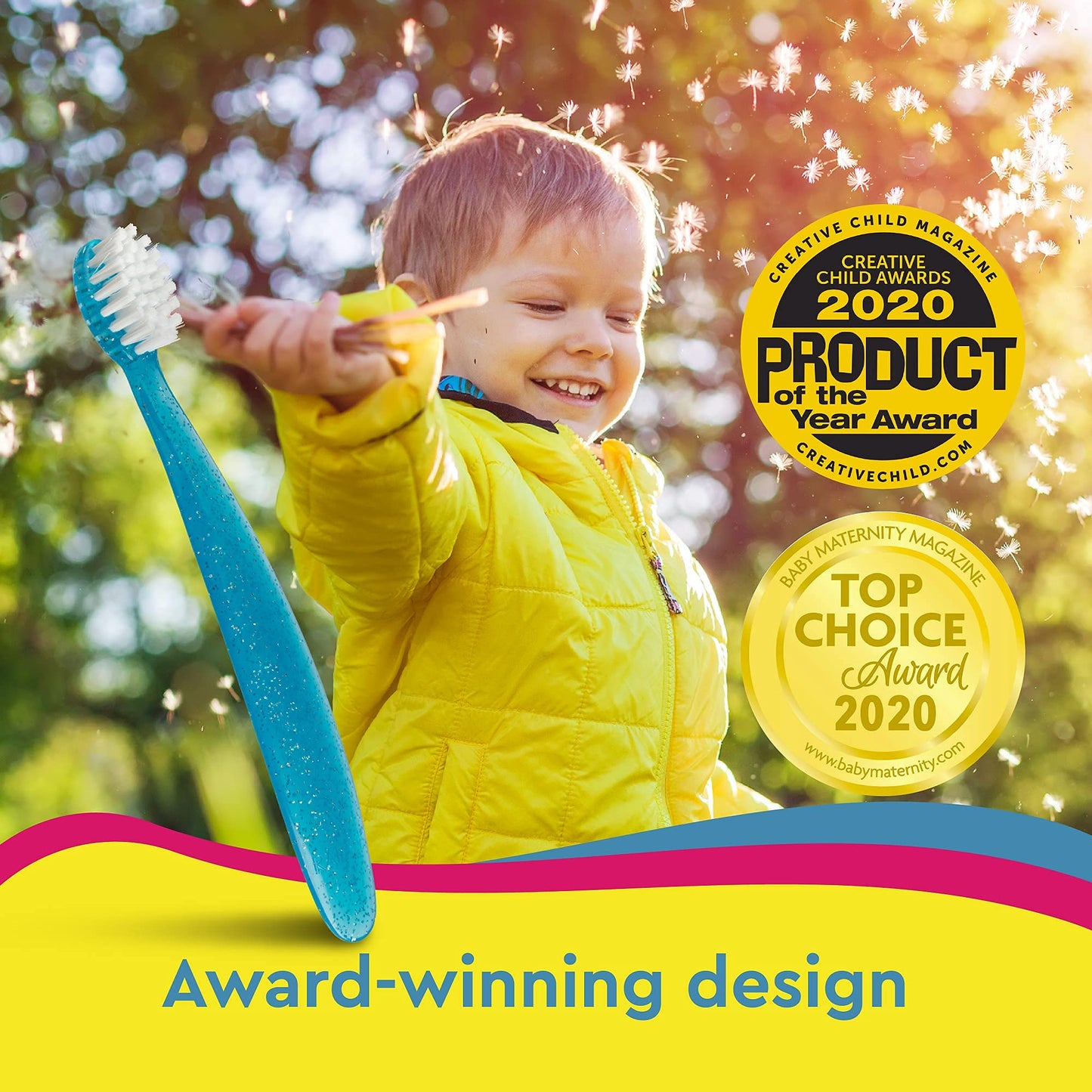RADIUS Totz Toothbrush - Extra Soft Toddler Toothbrushes (18 Months+), BPA Free & ADA Accepted - Pack of 3