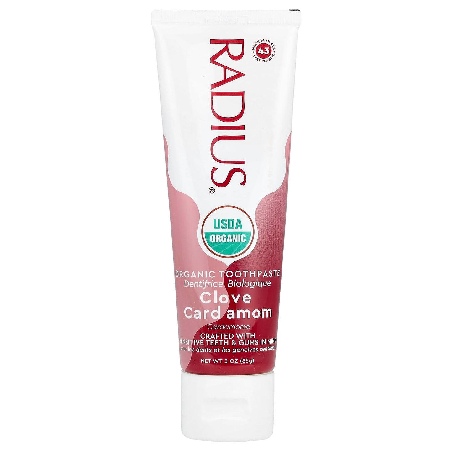 Radius USDA Organic Gel Toothpaste - Red, Clove Cardamom, 3 oz - Non-Toxic