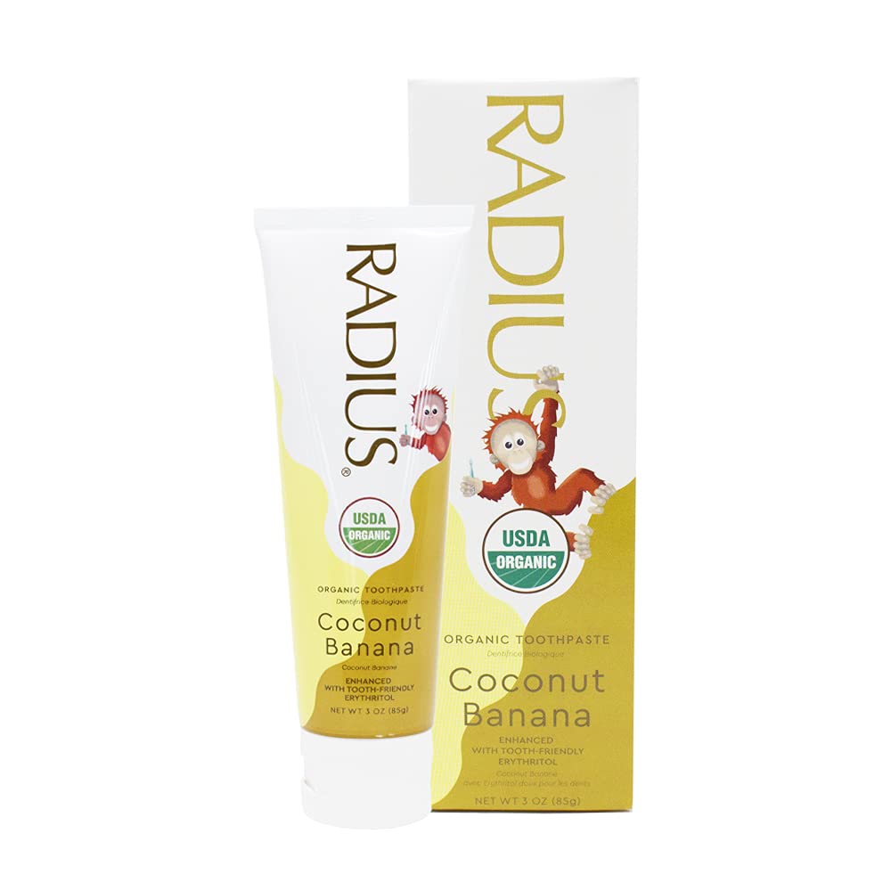 RADIUS USDA Organic Kids Toothpaste Coconut Banana 3oz – 6 Pack