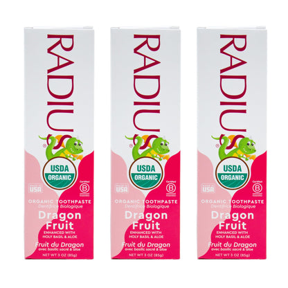 RADIUS USDA Organic Kids Toothpaste Dragon Fruit 3oz - Pack of 3