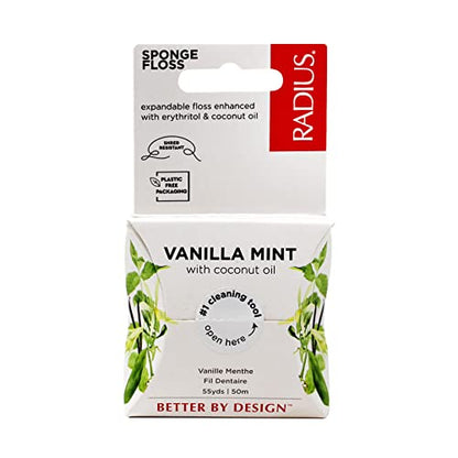 RADIUS Vanilla Mint Dental Floss – 55 Yards, 6-Pack | Vegan & Non-Toxic Oral Care