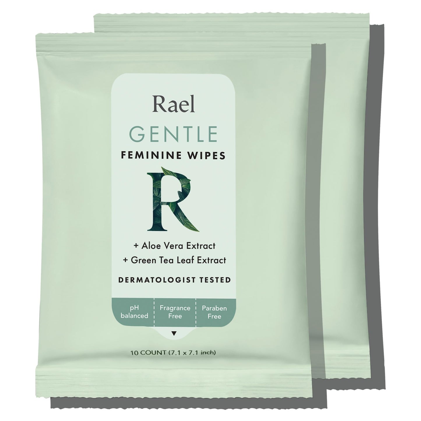 Rael Feminine Wipes – Flushable, pH-Balanced Travel Size (10 Wipes x 2)