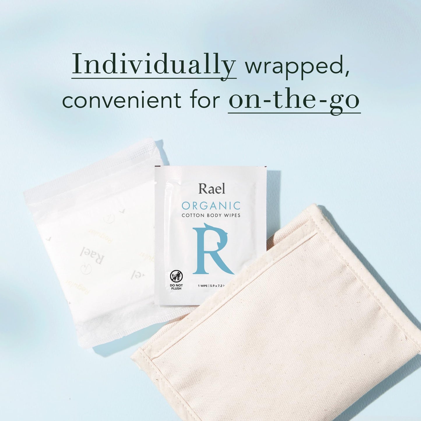 Rael Organic Cotton Wipes - Individually Wrapped Body Cloths for All Skin Types (2 x 10)