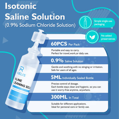 RAELIS Saline Solution 300ml (60 x 5ml) – Multipurpose Household Use