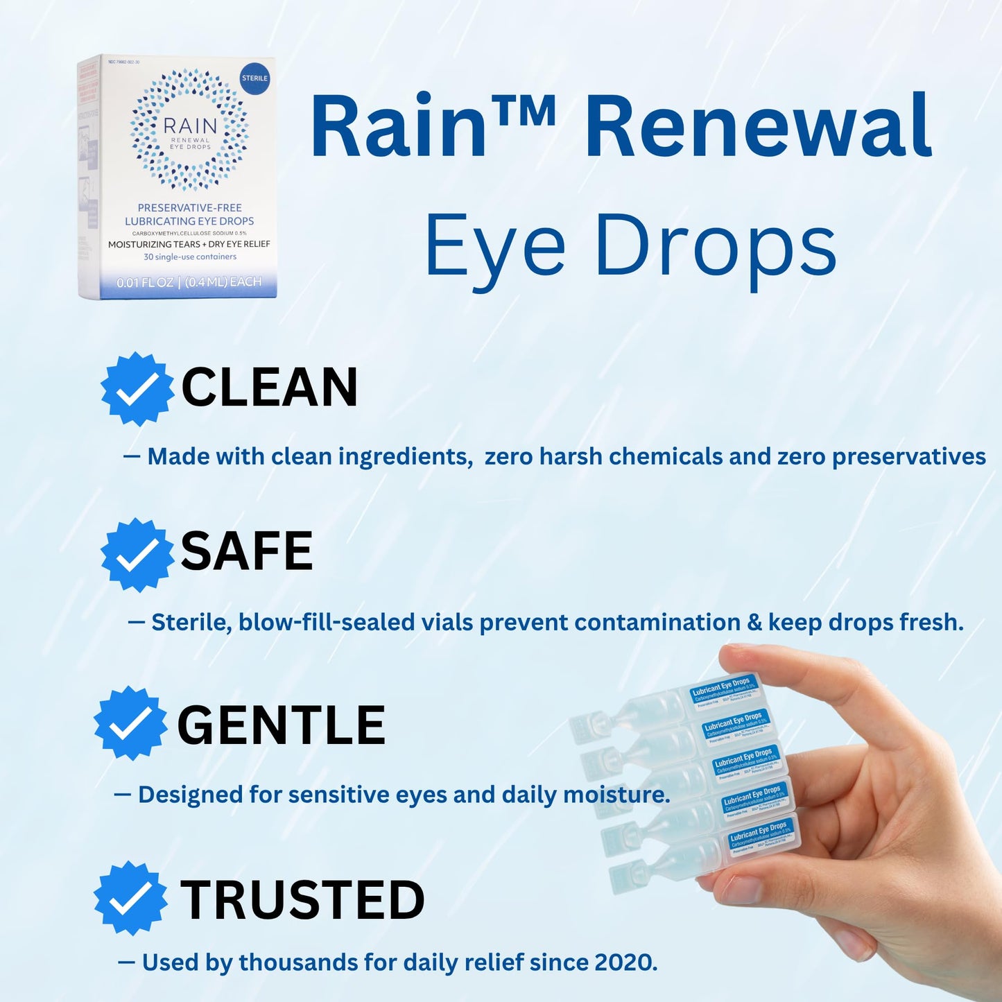 Rain Preservative-Free Eye Drops for Severe Dry Eyes | Natural Comfort