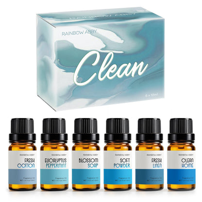 Rainbow Abby Clean Fragrance Oils Set – 6x10ml Premium Essential Oils for Diffuser, Candle & Soap Making