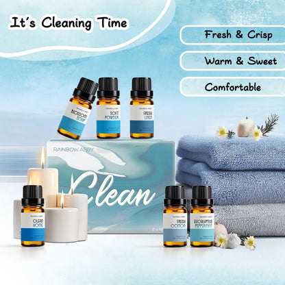 Rainbow Abby Clean Fragrance Oils Set – 6x10ml Premium Essential Oils for Diffuser, Candle & Soap Making