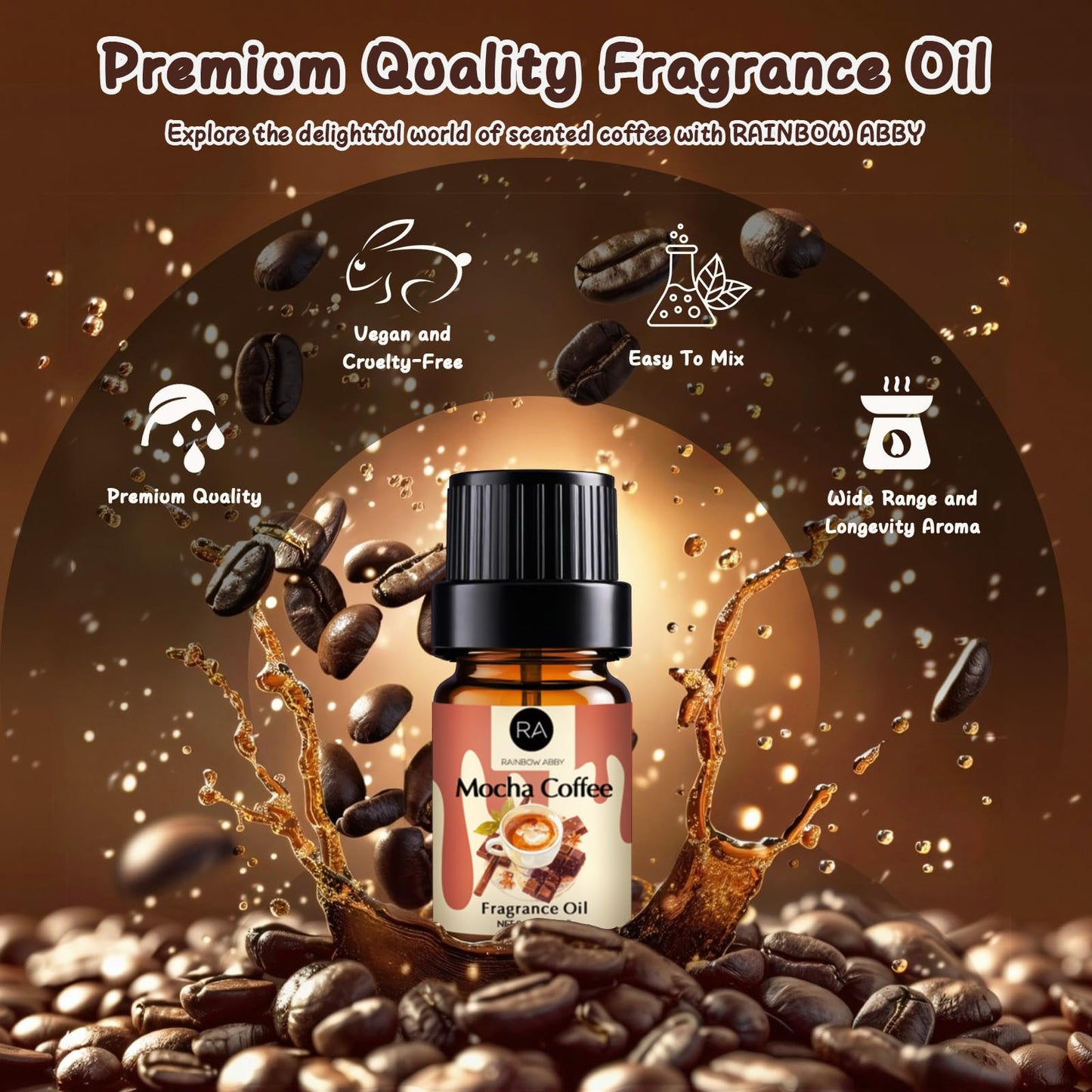 Rainbow Abby Coffee Shop Fragrance Oil Set – Espresso, Mocha, Chocolate & More for Candles & Soap