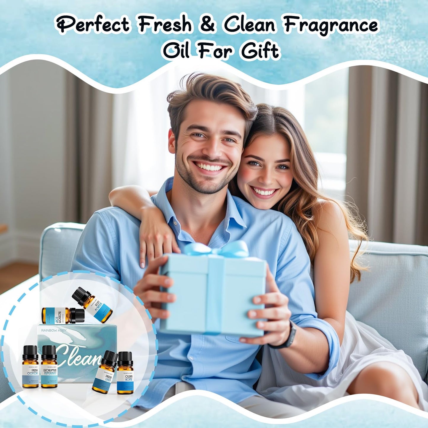 Rainbow Abby Clean Fragrance Oils Set – 6x10ml Premium Essential Oils for Diffuser, Candle & Soap Making