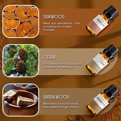 RAINBOW ABBY Gentlemen's Fragrance Oil Set - Leather, Bay Rum, Teakwood, Cedar, Sweet Tobacco & Sandalwood (6x10ML)