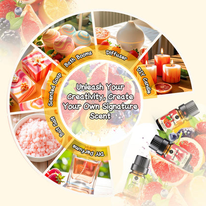 RAINBOW ABBY Fruity Fragrance Oil – 10 Fruit Scents in 5ML Bottles for Candle & Soap Making