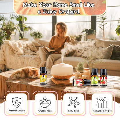 RAINBOW ABBY Fruity Fragrance Oil – 10 Fruit Scents in 5ML Bottles for Candle & Soap Making