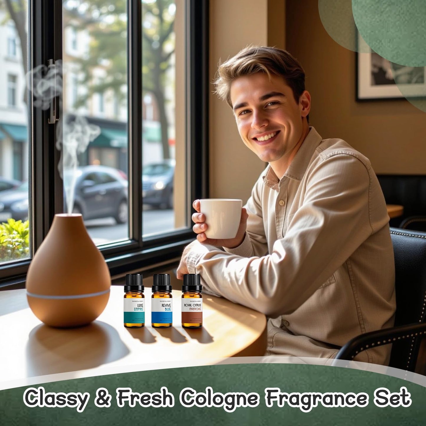 RAINBOW ABBY Cologne Oils for Men – 6 Fragrance Oils Kit for Diffuser