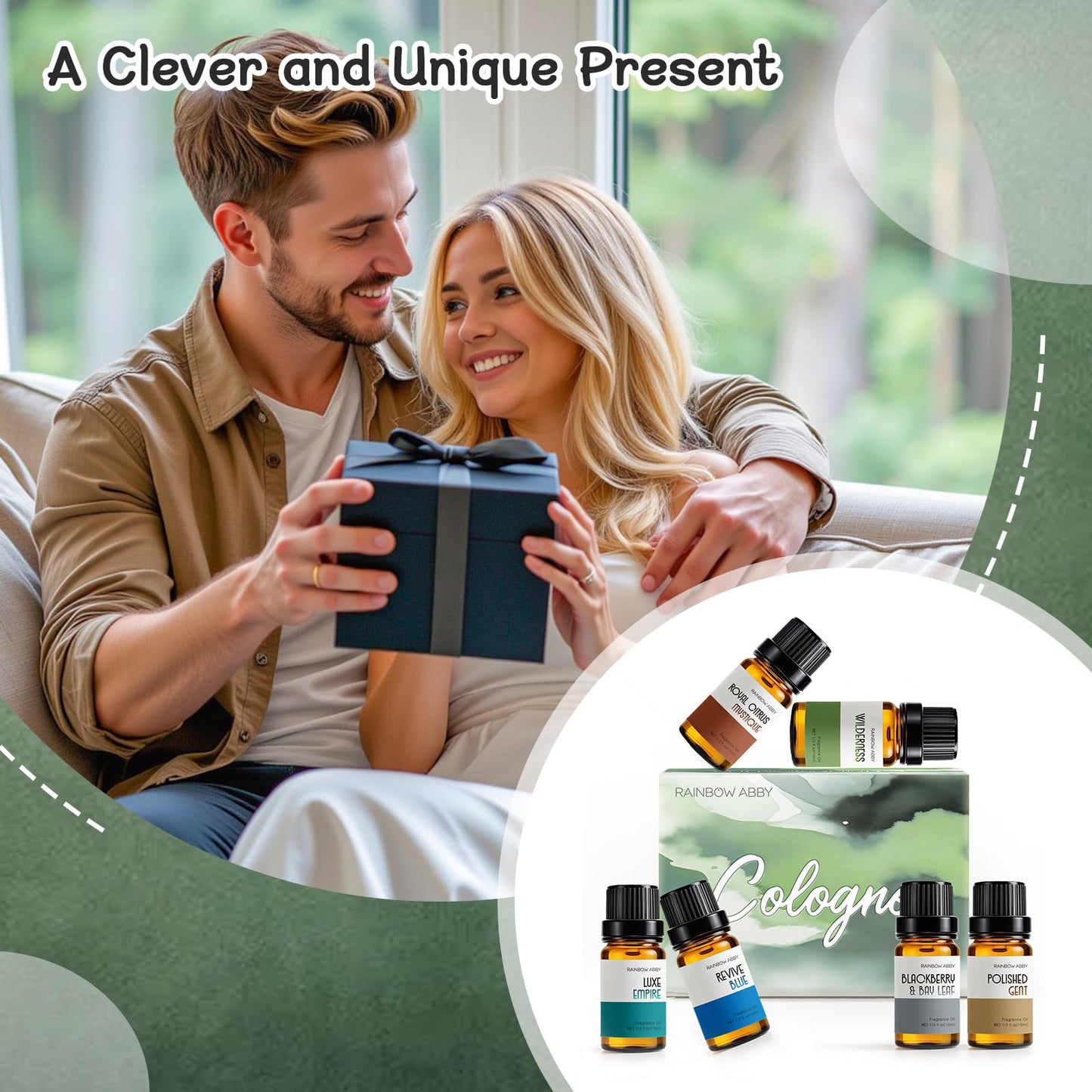 RAINBOW ABBY Cologne Oils for Men – 6 Fragrance Oils Kit for Diffuser
