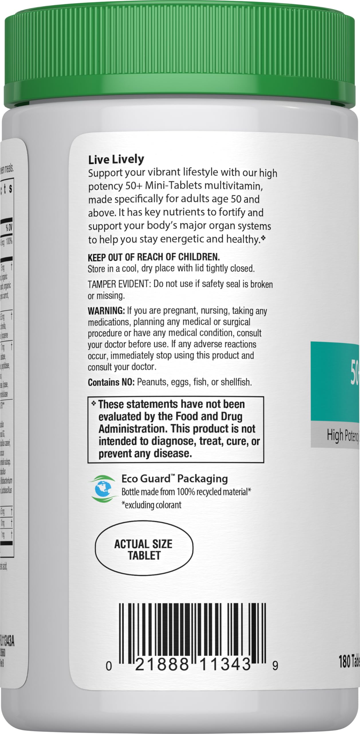 Rainbow Light 50+ Mini-Tablet Multivitamin – Age-Defense Probiotic & Antioxidant (180 Tabs)