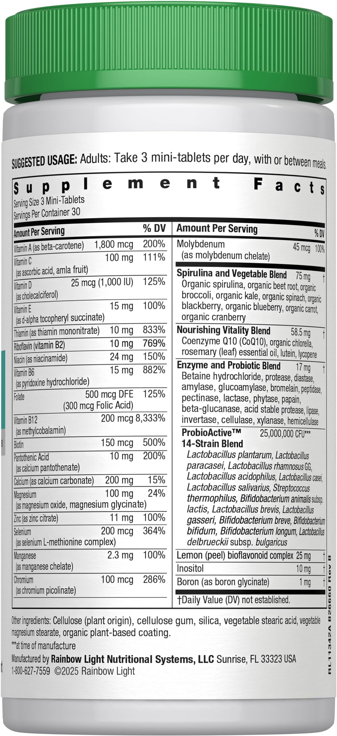 Rainbow Light 50+ Mini-Tablet Multivitamin - 90 Mini-Tablets | Immune & Vitality Support for Adults 50+