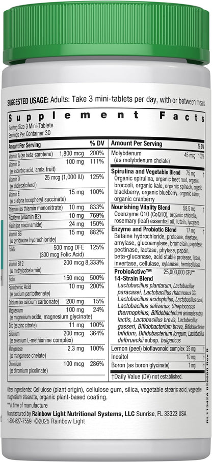 Rainbow Light 50+ Mini-Tablet Multivitamin - 90 Mini-Tablets | Immune & Vitality Support for Adults 50+