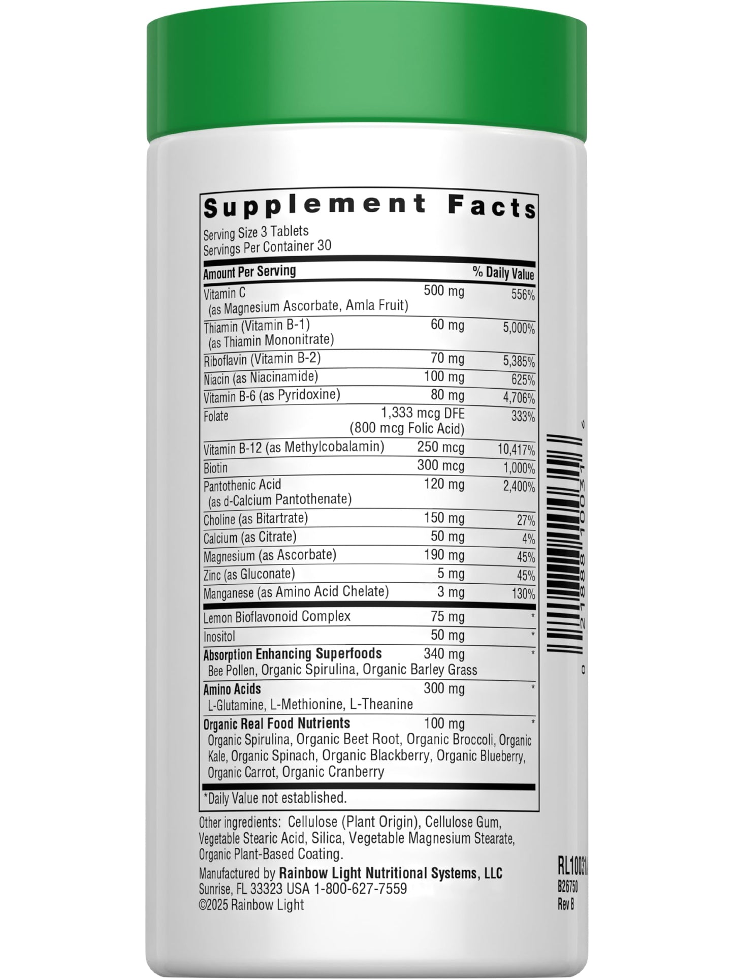 Rainbow Light Complete B-Complex, 90 Count – Energy and Nervous System Support