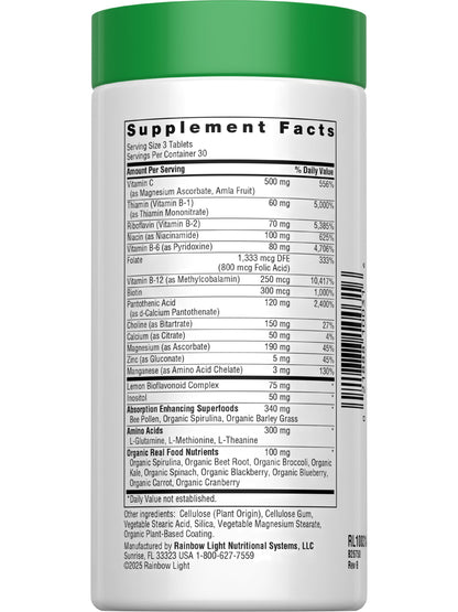 Rainbow Light Complete B-Complex, 90 Count – Energy and Nervous System Support