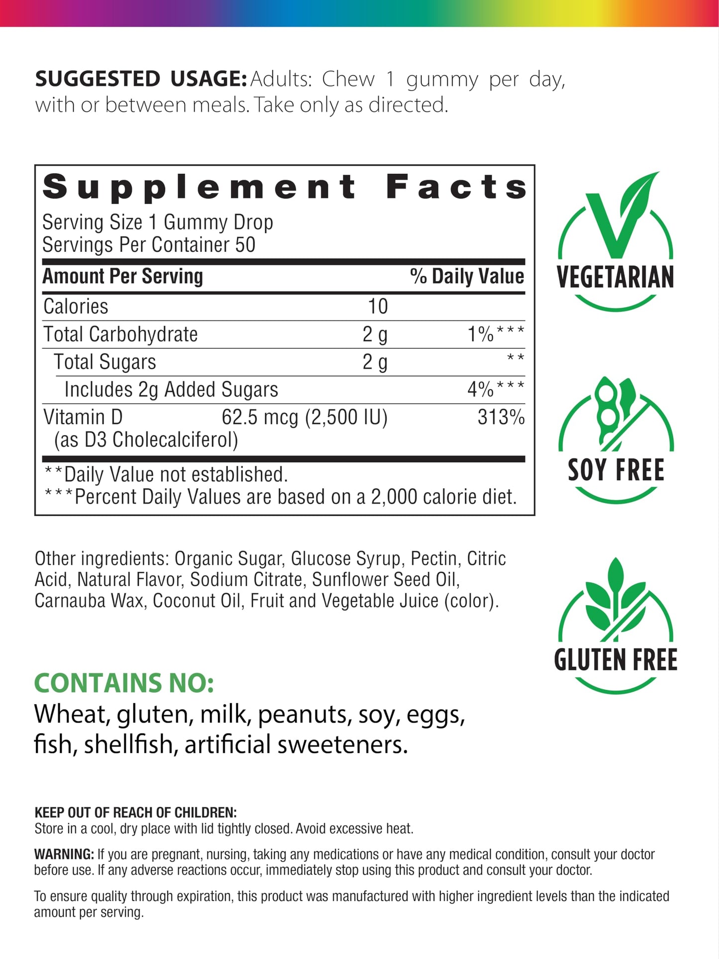 Rainbow Light Berry D-Licious 2,500 IU Vitamin D3 Gummies - Gluten-Free