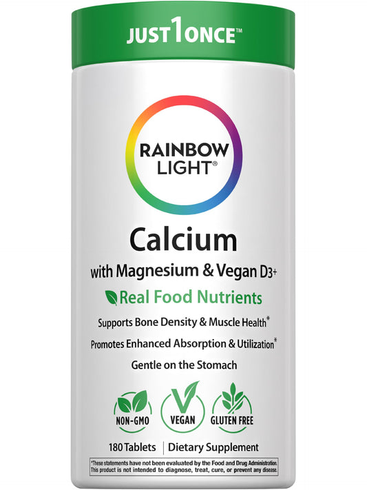 Rainbow Light Calcium with Magnesium and Vitamin D3 Tablets – Bone Health & Teeth Support, Vegetarian & Gluten Free (180 Count) BritishVita | Premium UK Vitamins & Wellness Supplements