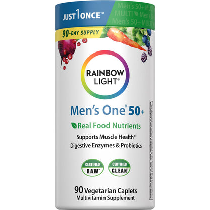 Rainbow Light Men's One 50+ Multivitamin – Immune Support, 90 Tablets