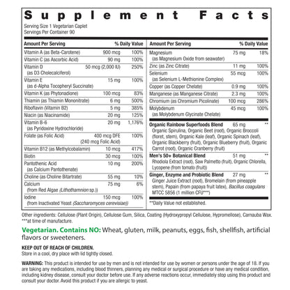 Rainbow Light Men's One 50+ Multivitamin – Immune Support, 90 Tablets