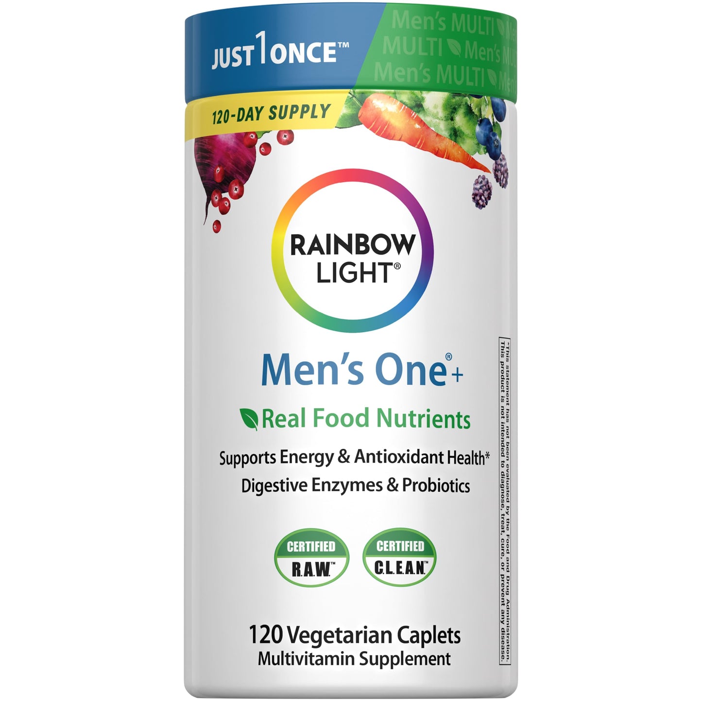 Rainbow Light Men's One Multivitamin – High-Potency Immune Support, 120 Count, Vegetarian