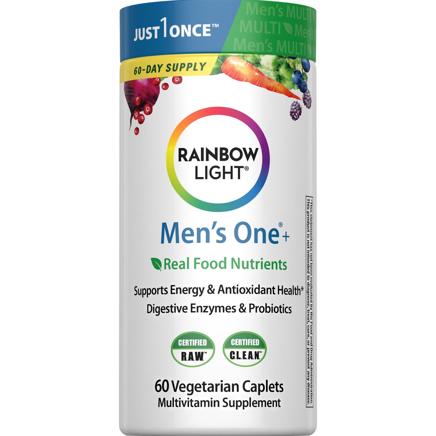 Rainbow Light Men's One Multivitamin - High-Potency Immune Support, Vitamin C, D and Zinc (60 Count)