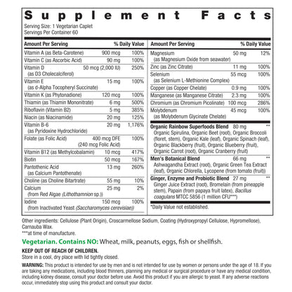 Rainbow Light Men's One Multivitamin - High-Potency Immune Support, Vitamin C, D and Zinc (60 Count)
